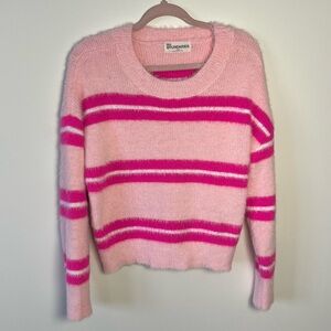 No Boundaries Pink and White Striped Sweater NWOT